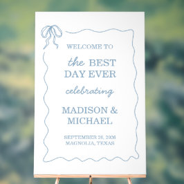 Whimsical Hand Drawn Blue Illustriert Wedding Acrylschild
