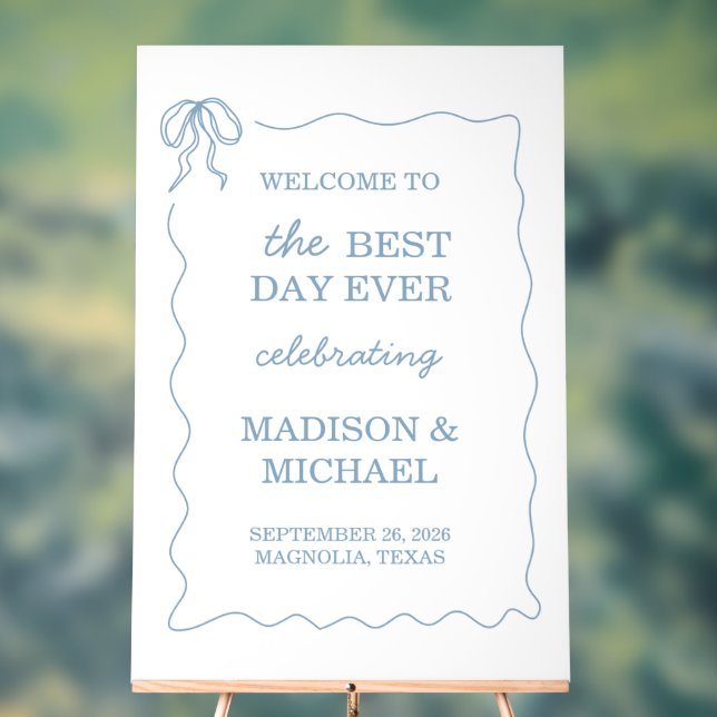 Whimsical Hand Drawn Blue Illustriert Wedding Acrylschild (Neutral)