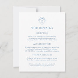 Whimsical Hand Drawn Blue Wedding Detail Cards RSVP Karte