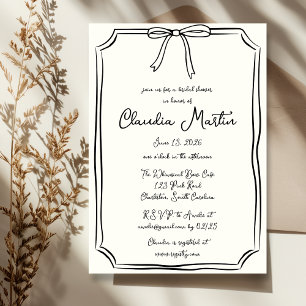 Whimsical Hand Drawn Bow Bridal Dusche Einladung