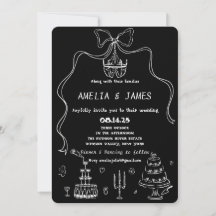 Whimsical Hand Drawn Bow Zeichnend Quirky Wedding