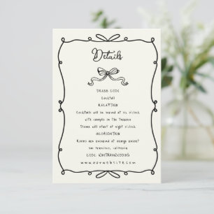 Whimsical Hand Drawn Bows Hochzeitsempfang Begleitkarte