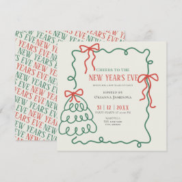 Whimsical Hand Drawn Champagne New Years Eve Party Einladung