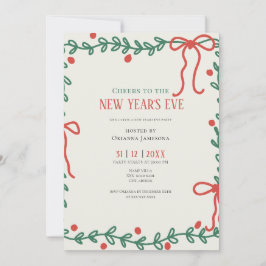 Whimsical Hand Drawn Champagne New Years Eve Party Einladung