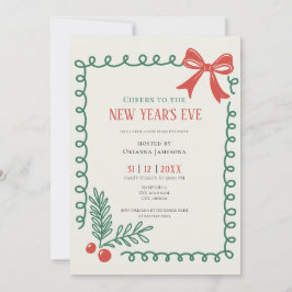 Whimsical Hand Drawn Champagne New Years Eve Party Einladung