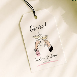 Whimsical Hand Drawn Champagne Toast Wedding Geschenkanhänger