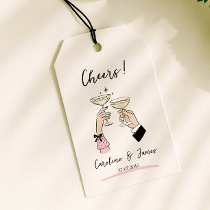 Whimsical Hand Drawn Champagne Toast Wedding Geschenkanhänger