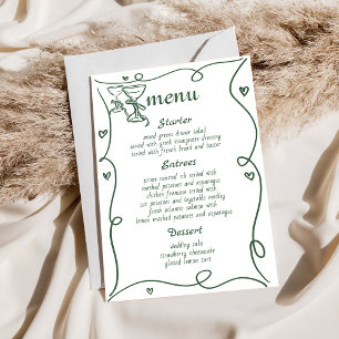 Whimsical Hand Drawn Champagne Wedding Menu Menükarte