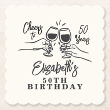Whimsical Hand Drawn Cheers to 50 Years Birthday 