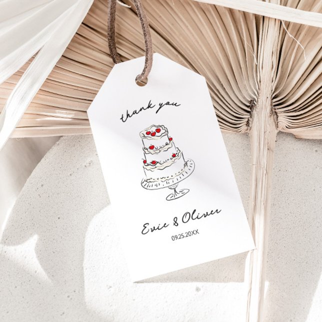 Whimsical Hand Drawn Cherry Cake Hochzeit Vielen D Geschenkanhänger (Von Creator hochgeladen)