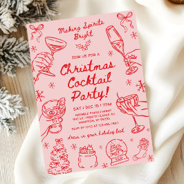 Whimsical Hand Drawn Christmas Cocktail Party Einladung