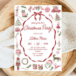 Whimsical Hand Drawn Christmas Party Invitation