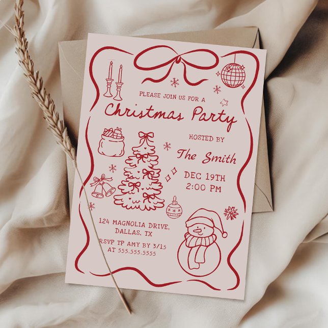 Whimsical Hand Drawn Christmas Party Invitation Einladung (Von Creator hochgeladen)