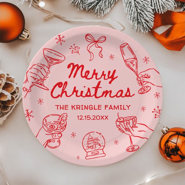 Whimsical Hand Drawn Christmas Party  Pappteller (Von Creator hochgeladen)