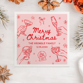 Whimsical Hand Drawn Christmas Party Serviette