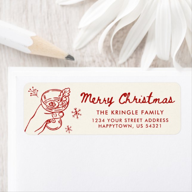 Whimsical Hand Drawn Christmas Return Address (Insitu)