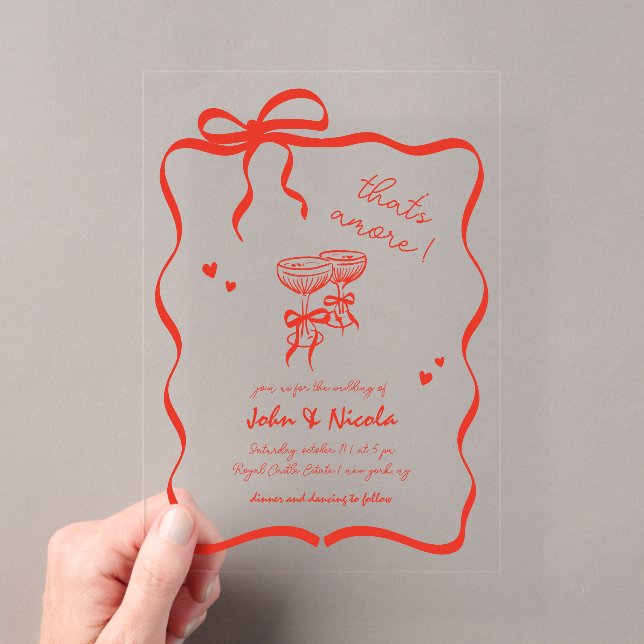 Whimsical Hand Drawn Cocktails, die noch Hochzeit  Acryleinladungen (Insitu (Handheld))
