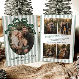 Whimsical Hand Drawn Coquette Bow Family Photo Feiertagskarte