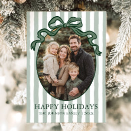 Whimsical Hand Drawn Coquette Bow Family Photo Feiertagskarte