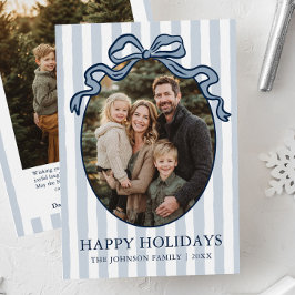 Whimsical Hand Drawn Coquette Bow Family Photo Feiertagskarte