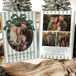 Whimsical Hand Drawn Coquette Bow Family Photo Feiertagskarte