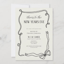 Whimsical Hand Drawn Coquette New Years Eve Party Einladung