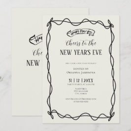 Whimsical Hand Drawn Coquette New Years Eve Party Einladung