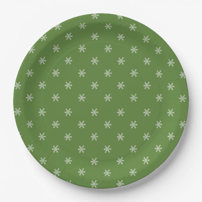 Whimsical Hand Drawn Doodle Snowflake Green Pappteller (Vorderseite)