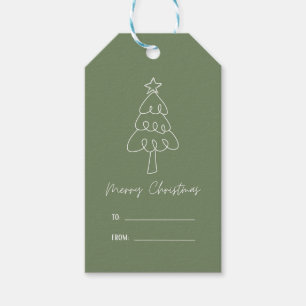 Whimsical Hand Drawn Doodle Weihnachtsbaum Geschenkanhänger