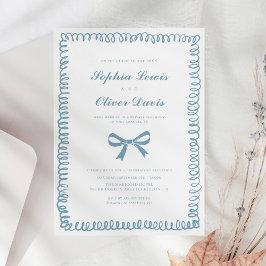 Whimsical Hand Drawn Französisch Blue Elopement Ho Einladung