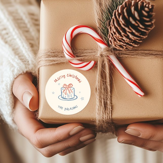 Whimsical Hand Drawn frohe Weihnachten Runder Aufkleber (Von Creator hochgeladen)