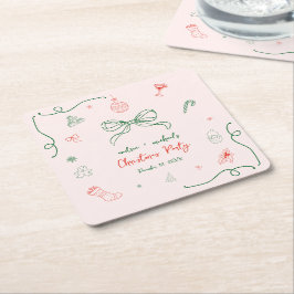 Whimsical Hand Drawn Fun Französisches Weihnachtsf Rechteckiger Pappuntersetzer