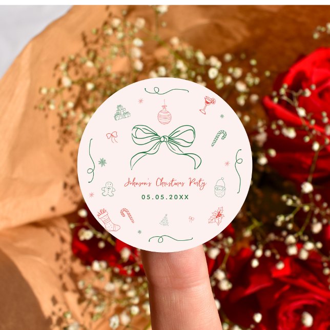 Whimsical Hand Drawn Fun Französisches Weihnachtsf Runder Aufkleber (Von Creator hochgeladen)