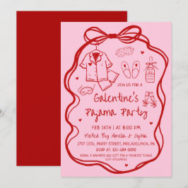 Whimsical Hand Drawn Galentine's Pajama Party  Einladung
