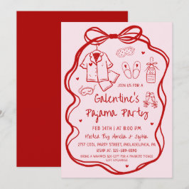 Whimsical Hand Drawn Galentine's Pajama Party  Einladung