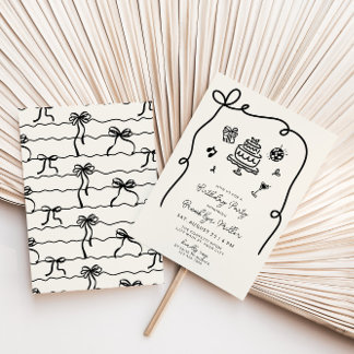 Whimsical Hand Drawn Geburtstagspartei Einladung