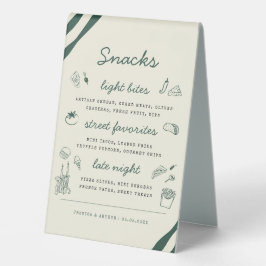 Whimsical Hand Drawn Handwritten Bar & Snack Menu Tischaufsteller