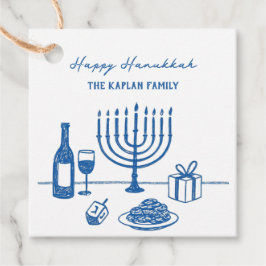 Whimsical Hand Drawn Hanukkah Party Trendy Custom Geschenkanhänger