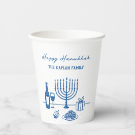 Whimsical Hand Drawn Hanukkah Party Trendy Custom Pappbecher