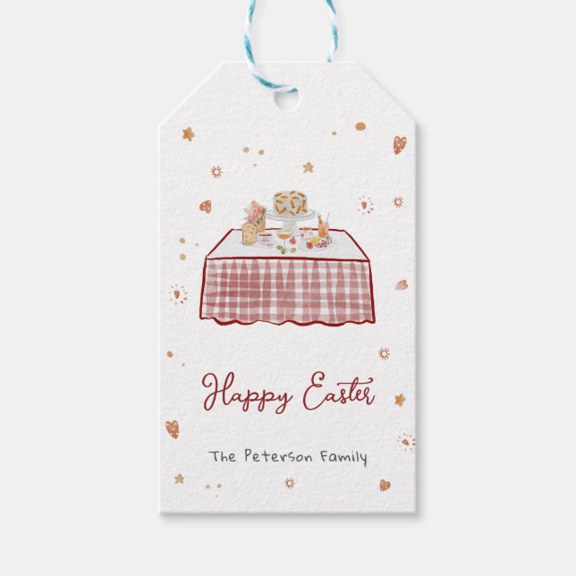 Whimsical Hand Drawn Happy Oaster Geschenkanhänger (Vorderseite)