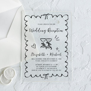 Whimsical Hand Drawn Hochzeitsempfang Acryleinladungen