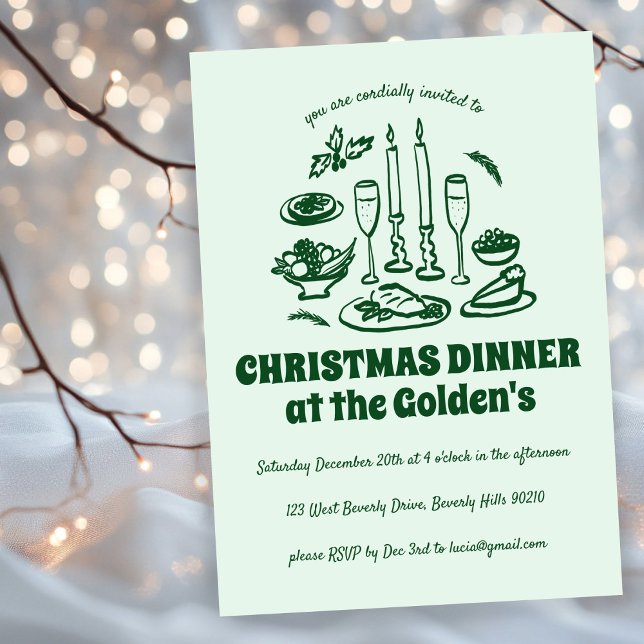 Whimsical Hand Drawn Holiday Dinner Party Einladung (Whimsical Hand Drawn Holiday Dinner Party Invitation Custom Digital Invite
)