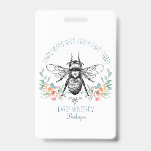 Whimsical Hand Drawn Honey Biene Apiary Floral Ausweis