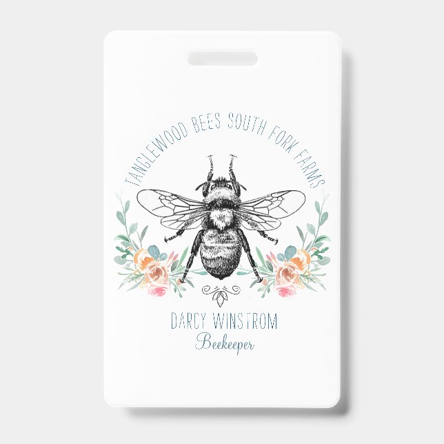 Whimsical Hand Drawn Honey Biene Apiary Floral Ausweis (Vorderseite)