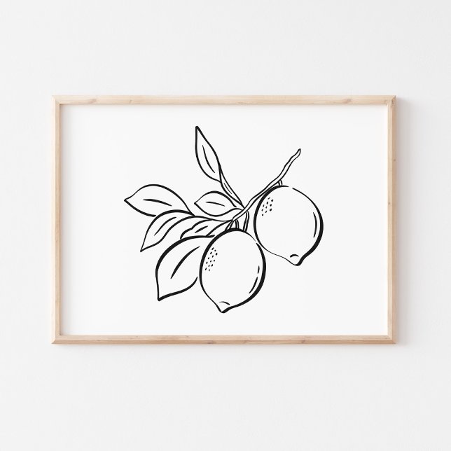 Whimsical Hand-Drawn Ink Lemon Branch Art Poster (Von Creator hochgeladen)