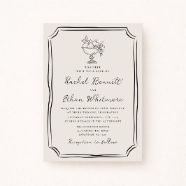 Whimsical Hand-Drawn Ivory Wedding Invitation Ankündigung