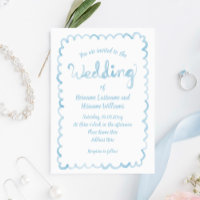 Whimsical Hand Drawn Light Blue Watercolor Wedding