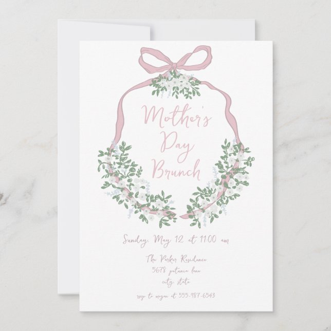 Whimsical Hand Drawn Mütter Tag Brunch Einladung (Vorderseite)