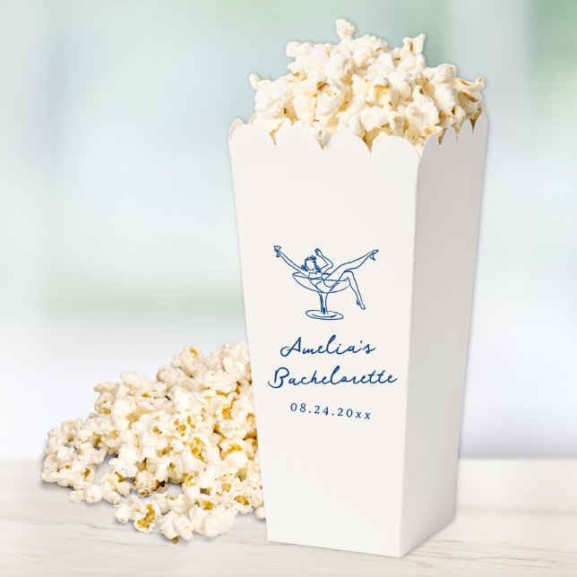 Whimsical Hand Drawn Navy Blue Bachelorette Geschenkschachtel (Von Creator hochgeladen)