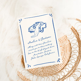 Whimsical Hand Drawn Navy Blue Wedding Einladung